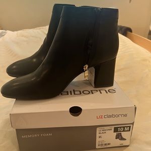 Boots black leather ankle high, memory foam